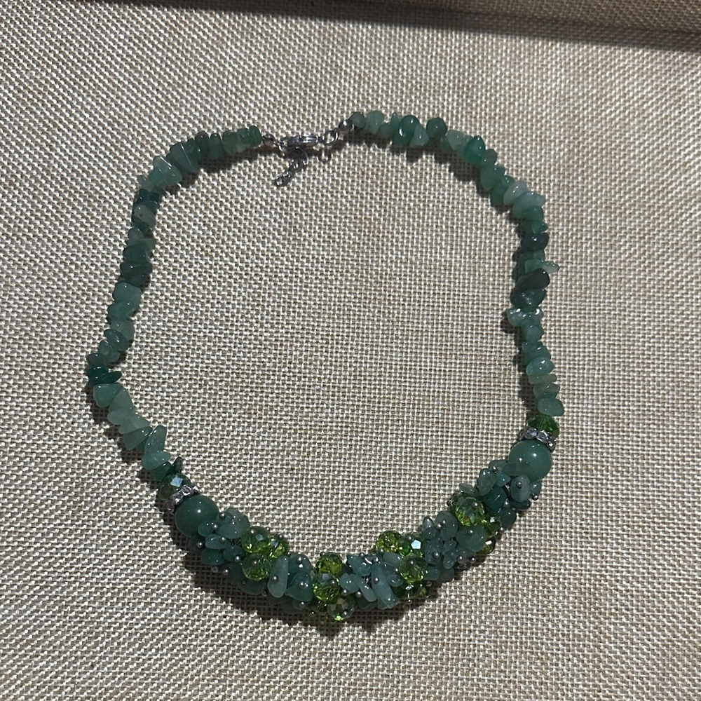 Handmade Jade Chips and Beaded Necklace